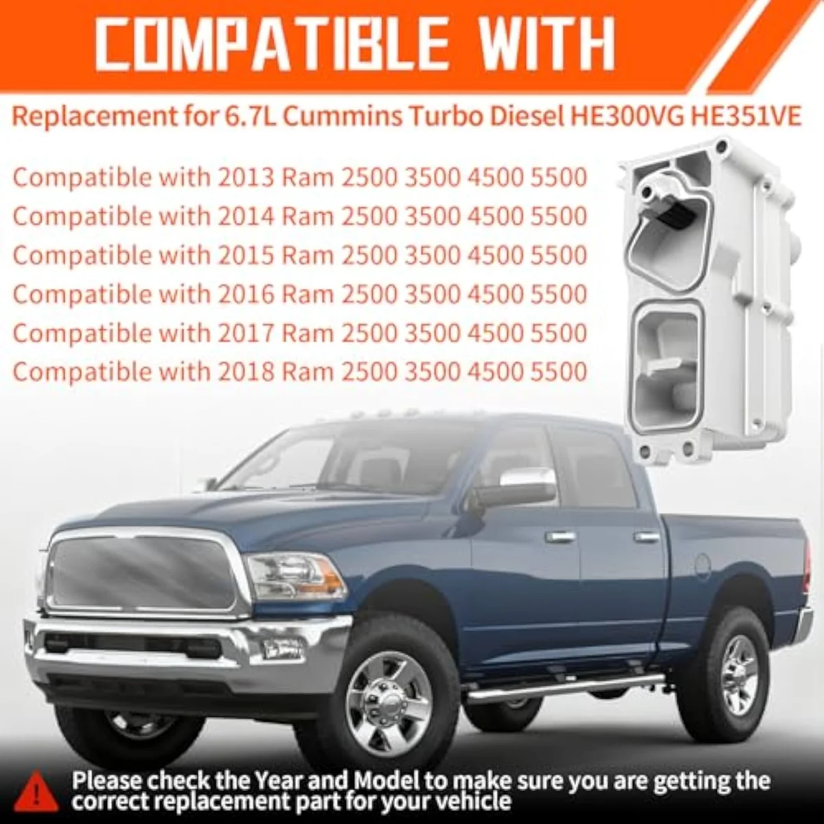 WOLLAHS 5494878RX pre-calibrated upgrade actuator — bottom-third visual reinforcement of the upgrade-tier path that skips the security-bypass cable on 2018+ Cummins 6.7L Ram chassis.