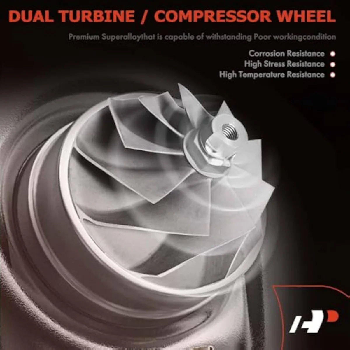 Detail view of the A-Premium 1.4L compressor housing and integrated wastegate.