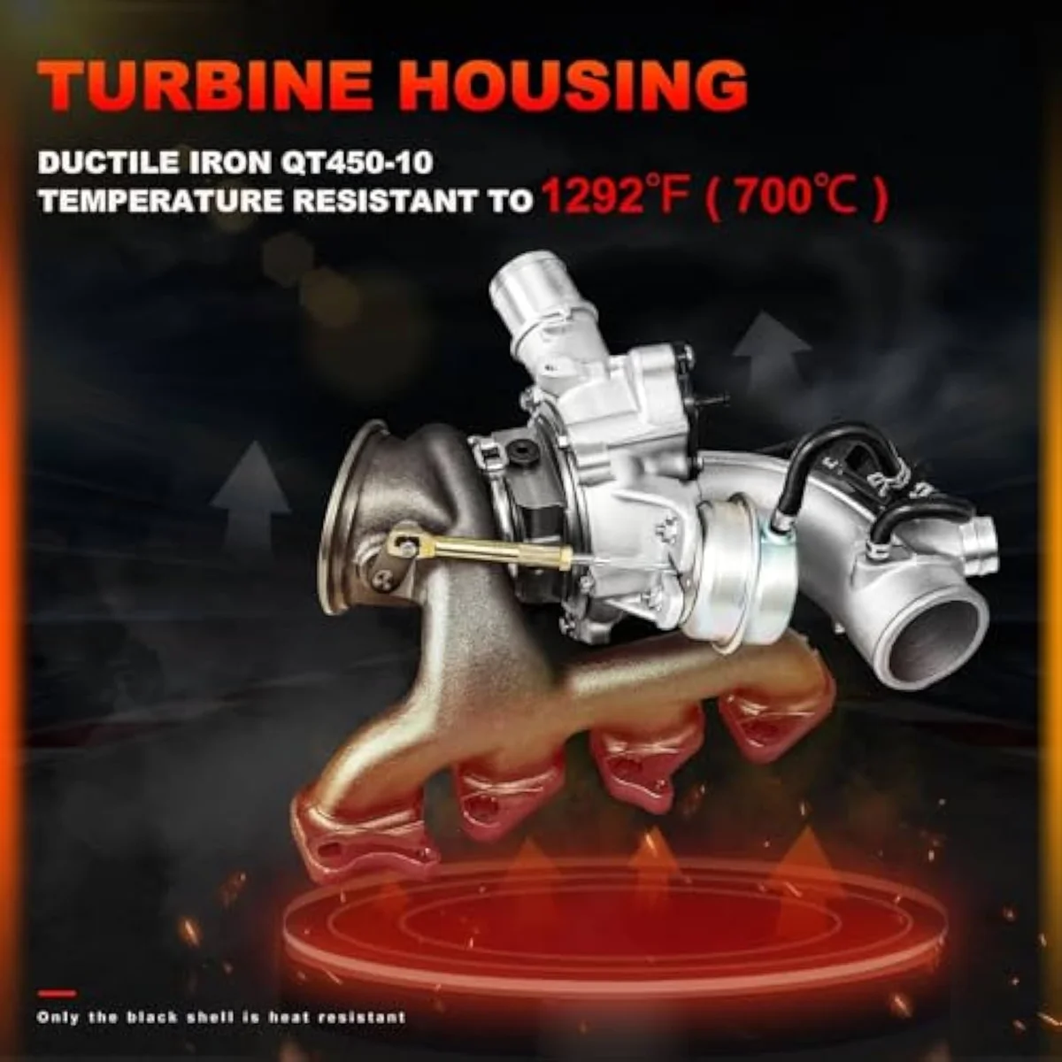 AUTOBABA 1.4L Cruze turbocharger kit with bundled iron gaskets, paper oil gasket, copper oil-inlet gaskets, and clamps.