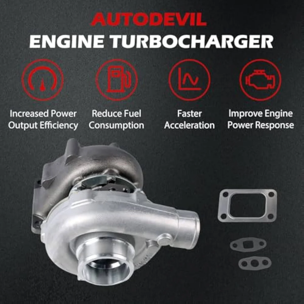 Autodevil T3/T4 T04E 0.57 A/R universal turbocharger compressor housing — the medium-frame T04E compressor side with explicit Trim 48.1, Inducer 52.7mm, Exducer 76mm geometry.