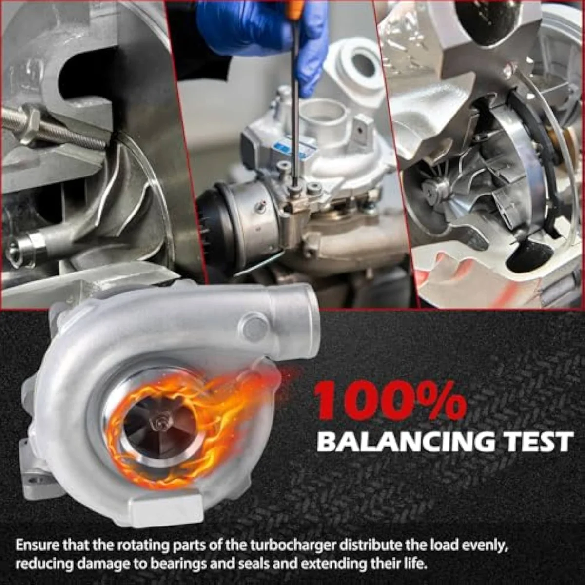 Autodevil T3/T4 T04E 0.57 A/R universal turbocharger bearing cartridge area — the journal-bearing center section that buyers should pre-inspect for machining debris before installation.