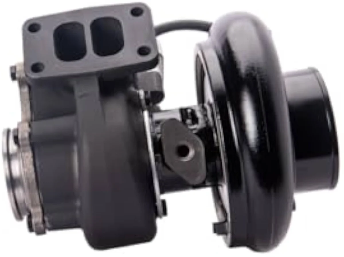 Detail view of the 63mm FMW compressor wheel on the Fleece Performance FPE-HX35-63-FMW Cheetah HX35 turbocharger.