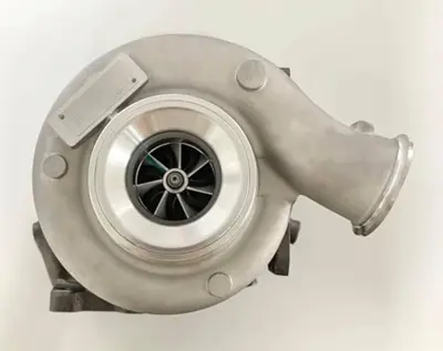 Aftermarket replacement turbocharger — cross-section view representative of the Holset HX35 / GT1446V / HE351VE frames covered in the SpoolBench catalog.