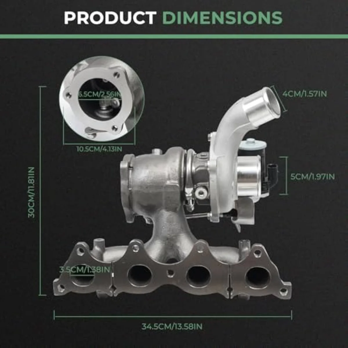 QBselecar 282312B760 turbocharger compressor housing — the Mitsubishi TD03-family frame for Hyundai Tucson 1.6L T-GDI chassis, distinct from the BorgWarner K03 / KP39 Ford EcoBoost frames.