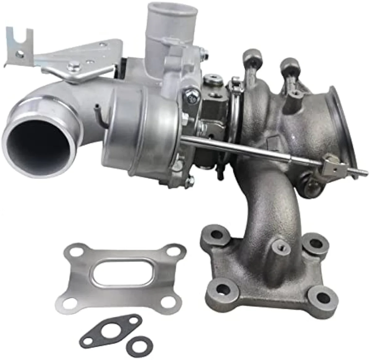 Weonefit EcoBoost 2.0L turbocharger compressor housing — the BorgWarner K03 frame for Ford Edge, Explorer, and Focus ST chassis with wastegate-integrated turbine housing construction.