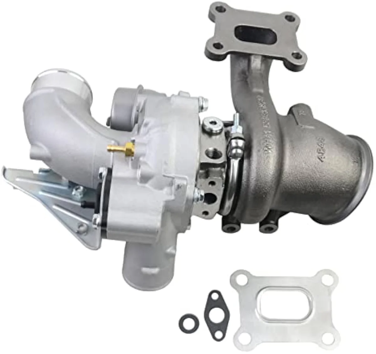 EcoBoost 2.0L K03 turbocharger casting-stamp detail — the 53039880271 / CB5E6K682BA prefix area used for fitment verification against the existing failed unit.